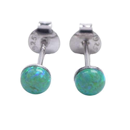 Mini Lap Opal Ohrstecker aus 925 Sterling Silber 4mm Ohrringe für Damen und Mädchen (Grün) von XieXie