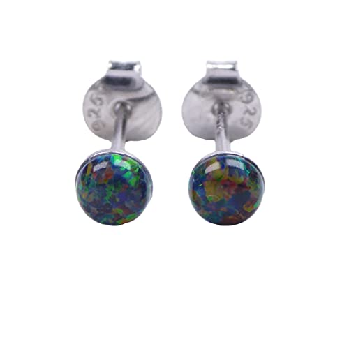 Mini Lap Opal Ohrstecker aus 925 Sterling Silber 4mm Ohrringe für Damen und Mädchen (Schwarz) von XieXie