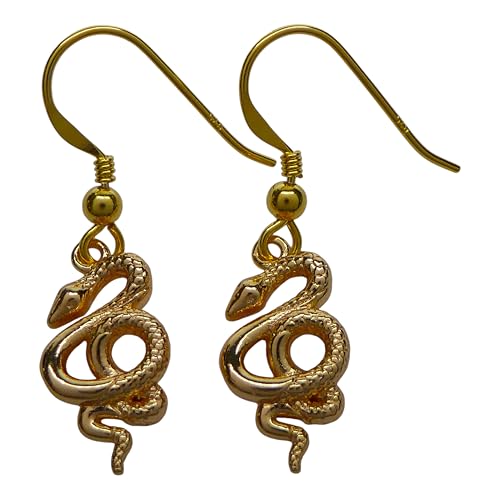 Ohrringe Schlange – vergoldete Messing-Anhänger mit vergoldeten 925 Sterling Silber Ohrhaken – hypoallergen, ca. 18 × 9 × 3,5 mm Ohrringe Schlange – vergoldete Messing-Anhänger mit vergoldeten 925 Sterling Silber Ohrhaken – hypoallergen, ca. 18 × 9 × 3,5 mm von XieXie