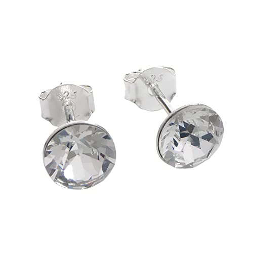 Premium Kristall Ohrstecker in vielen Farben 925 Sterling Silber 6mm Durchmesser (1 Crystal) von XieXie