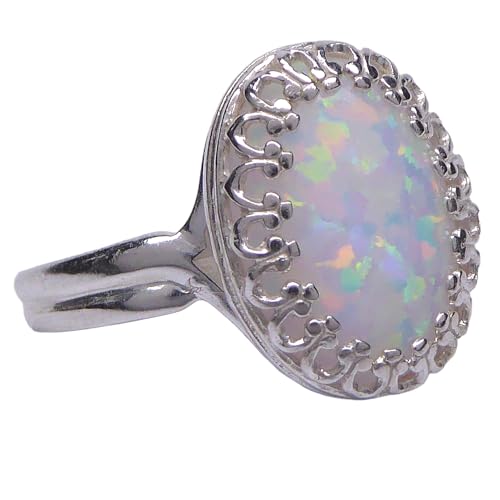 Weißer Lap Opal Ring 925 Sterling Silber für Damen und Mädchen Die Größe ist verstellbar von XieXie