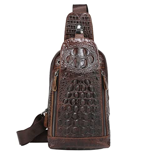 Leder Sling Brusttasche für Herren Damen Einzel Schulter Pouch Rucksack Mehrzweck Outdoor Reise Geschäft Beiläufig Tagesrucksack Crossbody Pack Tasche Kaffee von Xieben