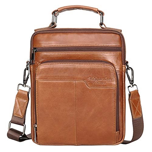 Xieben Business Leder Crossbody Reisetasche Schultertasche Messenger Bag für Herren Travel Outdoor Handtasche Aktentasche Brieftasche Handytasche Geldbörse Casual Daypack Braun von Xieben