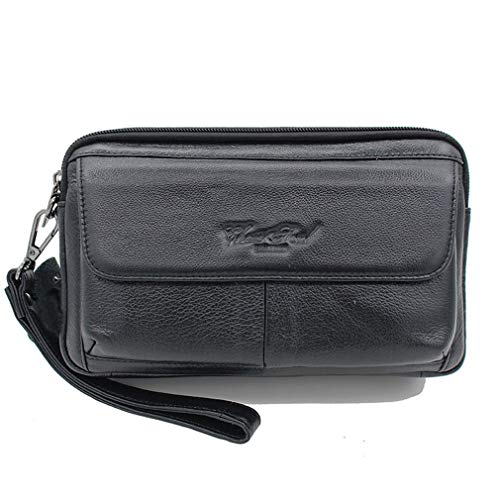 Leder-Clutch-Tasche Handgelenk-Geldbörse für Männer Frauen Reisen Outdoor Business Organizer Wristlet Strap Pouch Coin Money Wallet Handtasche Mehrzweck-Handyhalter Daypack von Xieben