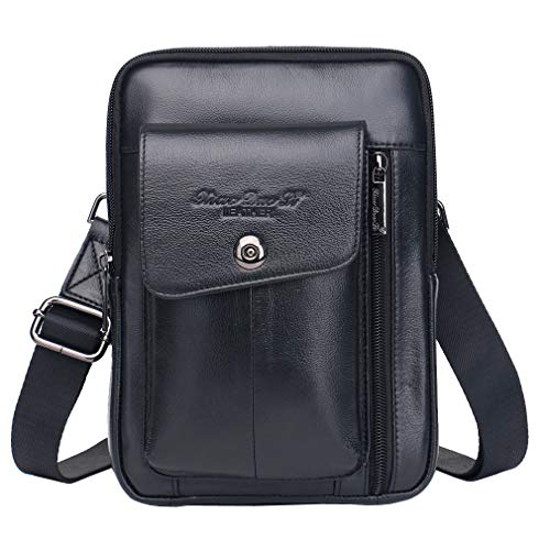 Xieben Leder Schulter Umhängetasche für Männer Travel Business Crossbody Pack Reisen Outdoor Casual Wallet Telefon Tasche Geldbörse Tasche Daypack von Xieben