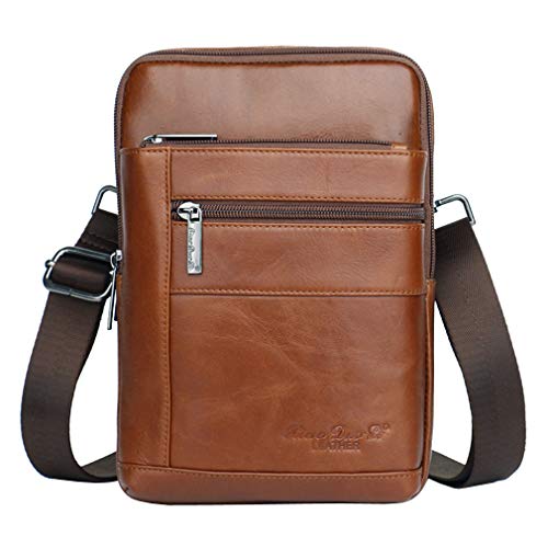 Xieben Leder Umhängetasche Sling Crossbody Pack für Männer Frauen Outdoor Travel Business Wandern Handyhalter Brieftasche Schulter Brusttasche Casual Daypack von Xieben