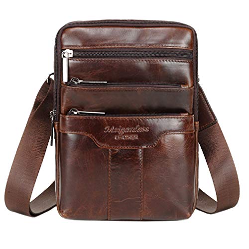 Xieben Umhängetasche aus Leder Schulter Crossbody Reisetasche für Herren Frauen Handyhalter Holster Geschäft Reise Pack Brieftasche Gürteltasche Bauchtasche Sling Brusttasche Kaffee von Xieben