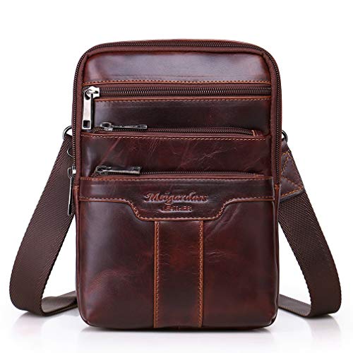 Umhängetasche aus Leder Schulter Crossbody Reisetasche für Herren Frauen Handyhalter Holster Geschäft Reise Pack Brieftasche Gürteltasche Bauchtasche Sling Brusttasche Red Brown von Xieben