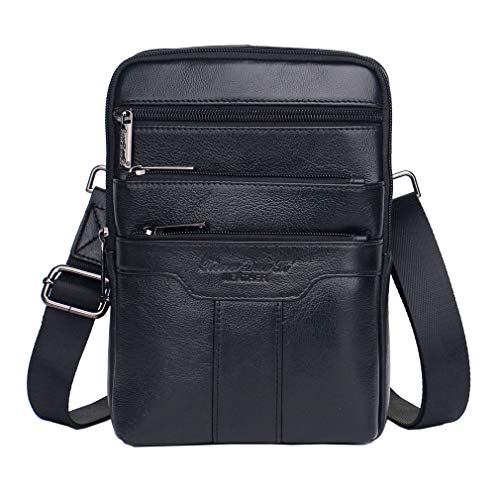 Umhängetasche aus Leder Schulter Crossbody Reisetasche für Herren Frauen Handyhalter Holster Geschäft Reise Pack Brieftasche Gürteltasche Bauchtasche Sling Brusttasche Schwarz von Xieben