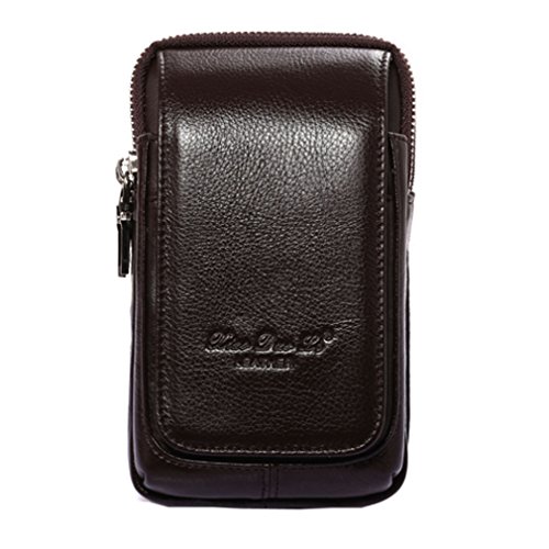 Xieben Vertikale Leder Hüfttasche Gürtel Holster Für Herren Frauen Clip Halter Outdoor Reise Camping Bauchtasche Abdeckung Beutel Geldbörse Gürteltasche Handy Case Kaffee von Xieben