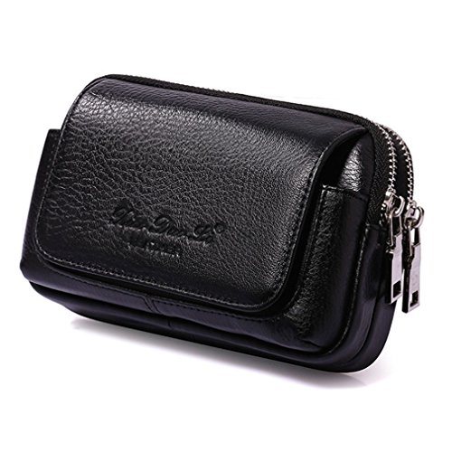 Xieben Vertikale Leder Hüfttasche Gürtel Holster für Herren Frauen Clip Halter Outdoor Reise Camping Abdeckung Beutel Geldbörse Gürteltasche Handy Case Schwarz von Xieben