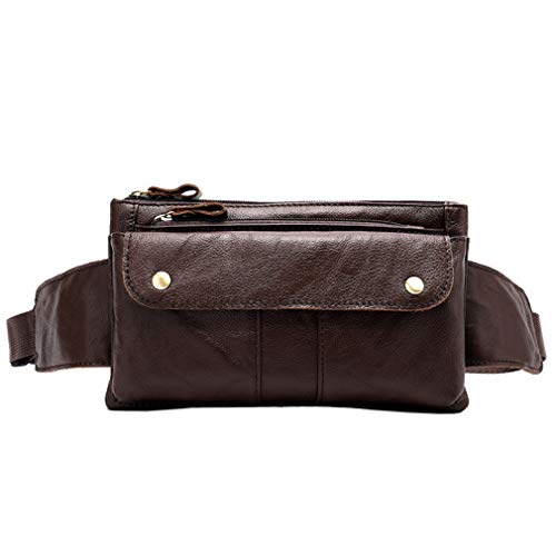 Xieben Vintage Leder Gürteltasche für Herren Bauchtasche Hüfttasche Telefon Gürteltasche Messenger Schultertasche Brusttaschen Kaffee von Xieben