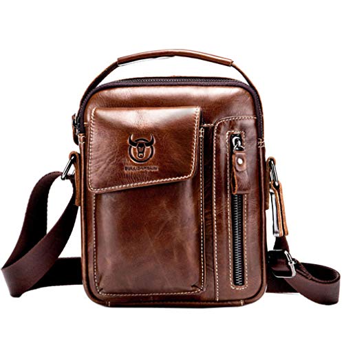 Xieben Vintage Leder Schulter Umhängetasche für Herren Frauen Casual Business Aktentasche Cross Body Pack Tote Handy Handtaschen Sling Brust Tasche Kaffee von Xieben