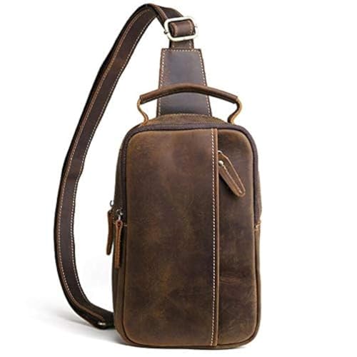 Xieben Vintage Leder Sling Brusttasche Umhängetasche für Männer Frauen Reisen Outdoor Schultertasche Rucksack Daypack Braun Xieben Vintage Leder Sling Brusttasche Umhängetasche für Männer Frauen Reisen Outdoor Schultertasche Rucksack Daypack Braun von Xieben