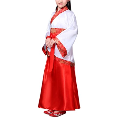 Xiedeai China Kleidung Kinder National Chinesischer Stil Bühne Theater Oper Spielen Cosplay Schau Traditionell Verrückt Kleid Mädchen Lange Ärmel Tang-Anzug (Kleinere Größen), Rot 120cm von Xiedeai