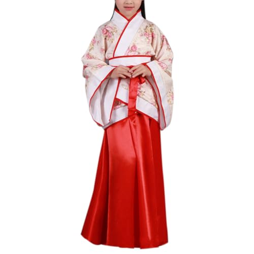 Xiedeai Mädchen Kleidung Tang-Anzug Chinesischer Stil Kinder Bühne Schau Cosplay Outfits Antike National Traditionell Drama Retro Volkstümlich Kostüme (Kleinere Größen), Rot 110cm von Xiedeai