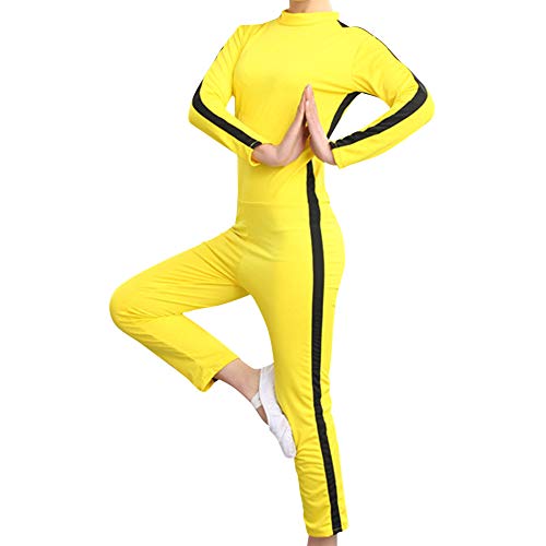 Xiedeai Performance Kampfsport Bekleidung Unisex Kinder Erwachsene Overall Kung Fu - Outfit Rollenspiel Body Anzug Kampf Film Kleidung Strampler Training Sportbekleidung Gelb 140cm von Xiedeai