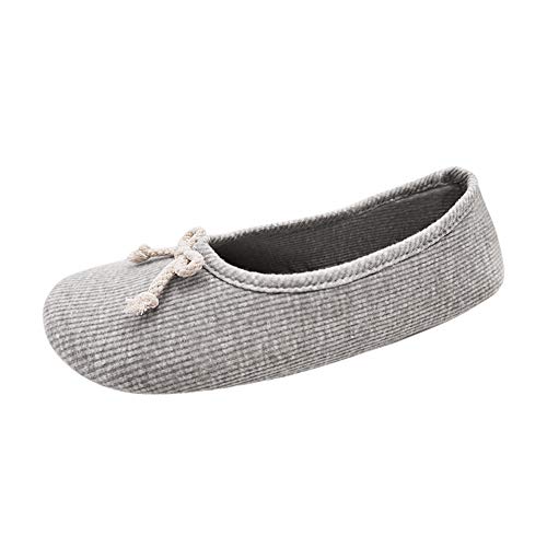 Xiedeai Schuhe Ballerinas Damen - Schwanger Mütterlich Weiche Baumwolle Hausschuhe Stricken mit dehnbarer Ferse Leicht Frottee Hausschuhe Grau 36 EU von Xiedeai