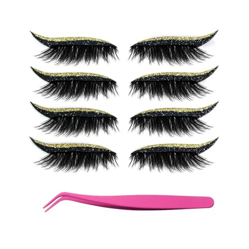 Bridle Bronze Wimpern, Lazy Eye Shadow Wimpernpatch mit Wimpern, Wiederverwendbare Klebewimpern Lazy Eyeshadow, Sofortiges Natürliches Wasserfestes Make-Up für Damen Make-Up(B-1) von Xifyjus