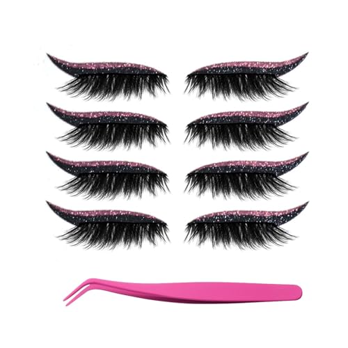 Bridle Bronze Wimpern, Lazy Eye Shadow Wimpernpatch mit Wimpern, Wiederverwendbare Klebewimpern Lazy Eyeshadow, Sofortiges Natürliches Wasserfestes Make-Up für Damen Make-Up(B-2) von Xifyjus