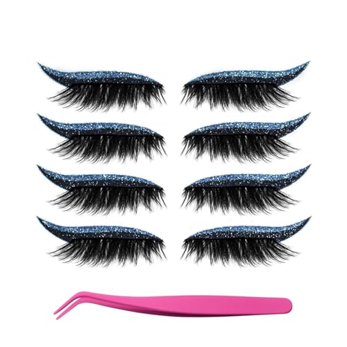 Bridle Bronze Wimpern, Lazy Eye Shadow Wimpernpatch mit Wimpern, Wiederverwendbare Klebewimpern Lazy Eyeshadow, Sofortiges Natürliches Wasserfestes Make-Up für Damen Make-Up(B-3) von Xifyjus