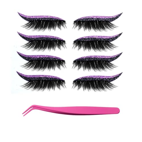 Bridle Bronze Wimpern, Lazy Eye Shadow Wimpernpatch mit Wimpern, Wiederverwendbare Klebewimpern Lazy Eyeshadow, Sofortiges Natürliches Wasserfestes Make-Up für Damen Make-Up(B4-) von Xifyjus