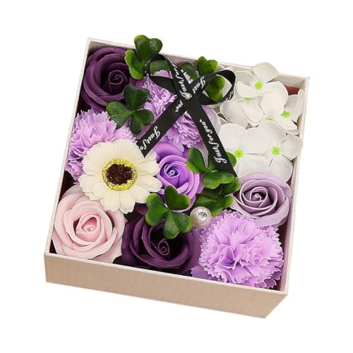 Pflanzen-ätherisches Öl-Rosen-Seifen-Set, Duftende Seifenblätter, Blumig Duftende Badeseife, Rosenblütenblätter, Beste Seifenblumen-Geschenke For Sie, Frauen, Teenager (Color : J) von Xifyjus