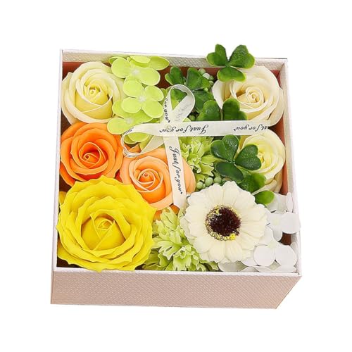 Pflanzen-ätherisches Öl-Rosen-Seifen-Set, Duftende Seifenblätter, Blumig Duftende Badeseife, Rosenblütenblätter, Beste Seifenblumen-Geschenke For Sie, Frauen, Teenager (Color : K) von Xifyjus