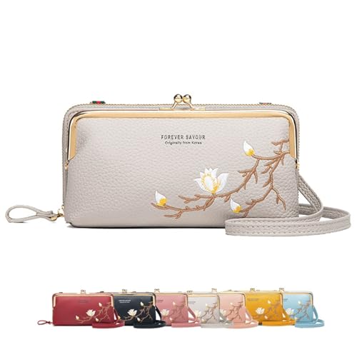 Xifyjus Damen-Umhängetasche mit Handyhalter Forever Savour-Stickerei Mobile Umhängetasche(02,B) von Xifyjus