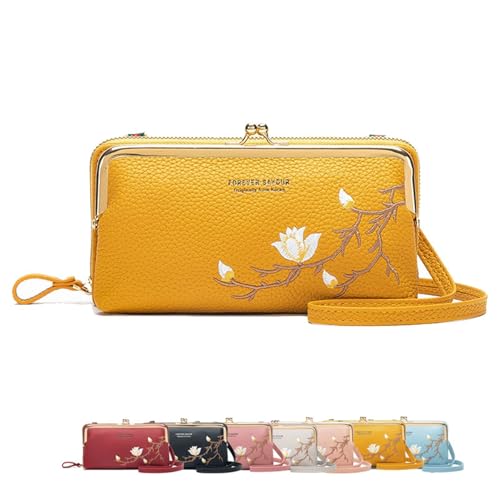 Xifyjus Damen-Umhängetasche mit Handyhalter Forever Savour-Stickerei Mobile Umhängetasche(04,B) von Xifyjus