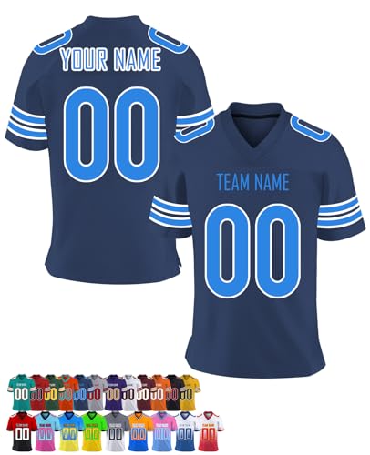 Personalisiertes American Football Trikot Benutzerdefinierte Herren Sporthemden Trikot Personalisierte Fußballtrikots mit Namen Nummer Angepasst Fußball-Team-Shirt für Frauen Männer Jugend Kind von Xihedfd