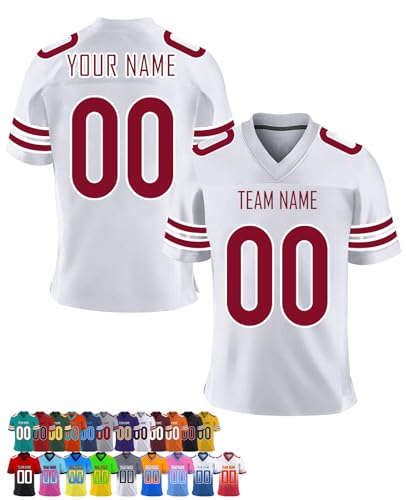 Personalisiertes American Football Trikot Benutzerdefinierte Herren Sporthemden Trikot Personalisierte Fußballtrikots mit Namen Nummer Angepasst Fußball-Team-Shirt für Frauen Männer Jugend Kind von Xihedfd