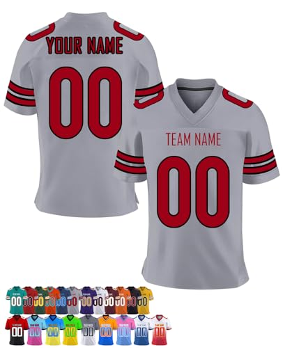 Personalisiertes American Football Trikot Benutzerdefinierte Herren Sporthemden Trikot Personalisierte Fußballtrikots mit Namen Nummer Angepasst Fußball-Team-Shirt für Frauen Männer Jugend Kind von Xihedfd