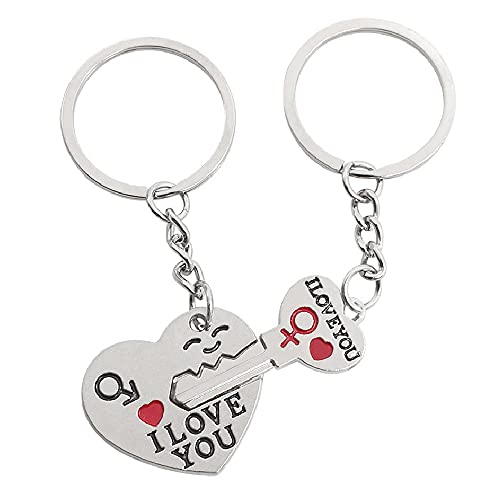 Xihuimay Paare Schlüsselanhänger mit Box Taste Herz Puzzle Schlüsselbund mit Gravur Pärchen Schlüsselring Partner Keychain Geschenk für Liebhaber Männer Frauen Freund Freundin von Xihuimay