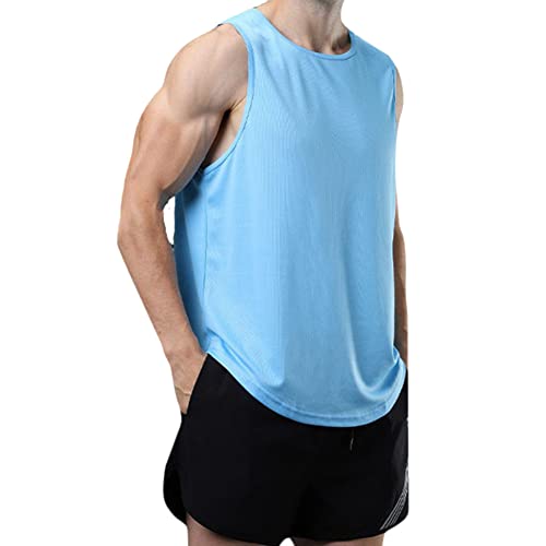 XiinxiGo Tops für Herren Tank Top Sport Sommer Tanktop Schnelltrocknendes Muskelshirt Achselshirts Ärmelloses Fitness Shirt,Himmelblau,XXL von XiinxiGo