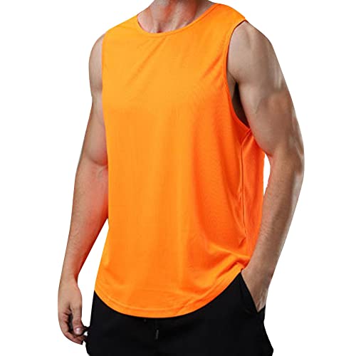 XiinxiGo Tops für Herren Tank Top Sport Sommer Tanktop Schnelltrocknendes Muskelshirt Achselshirts Ärmelloses Fitness Shirt,Orange,L, Maria von XiinxiGo