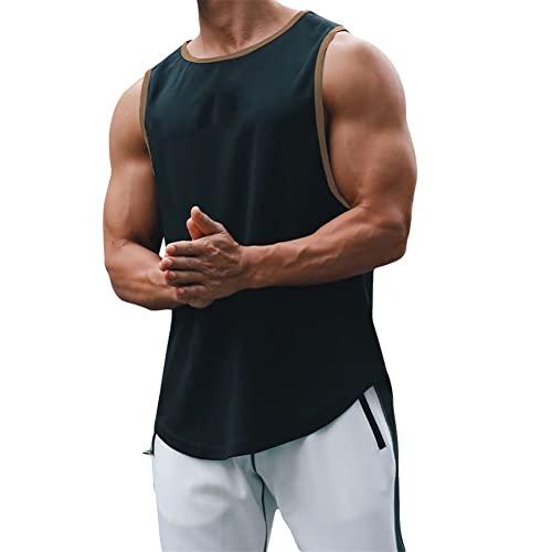 XiinxiGo Tops für Herren Tank Top Sport Sommer Tanktop Schnelltrocknendes Muskelshirt Achselshirts Ärmelloses Fitness Shirt,Schwarzes Khaki,3XL von XiinxiGo