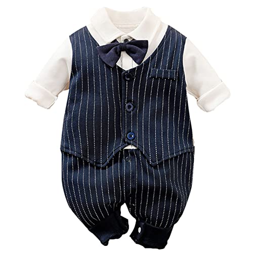 XiinxiGo Baby Junge Gentleman Smoking Neugeborenen Anzug Taufe Hochzeit Babykleidung Taufbekleidung,0 Months-3 Months,Style 1 von XiinxiGo