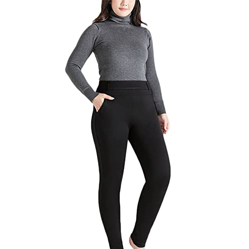 XiinxiGo Leggings Damen, Winter Warme Leggings mit Plüsch Gefüttert Thermo Elastische Leggings Mädchen Hohe Taille Verdicken Stretch Hose Strumpfhosen Große Größe,Schwarz,10XL von XiinxiGo