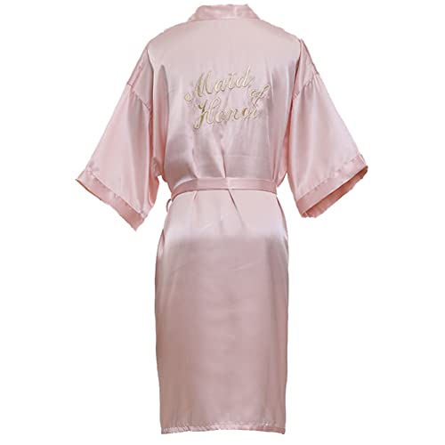 XiinxiGo Morgenmantel für Damen, Partyroben, Satin-Kimono-Damenroben, Braut-Bademantel, Damen-Nachthemden, Nachtwäsche, Morgenmantel,Maid of Honor Pink,M von XiinxiGo