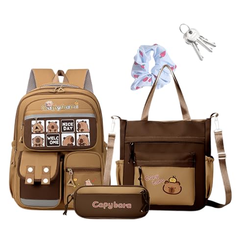 Xijobido Capybara Rucksack für Mädchen, Reflektierender Ästhetischer Schulrucksack, Große Kapazität Schultertasche Federmäppchen für Collage Student Liebhaber Picknick Geburtstag Weihnachten, B, Refer von Xijobido