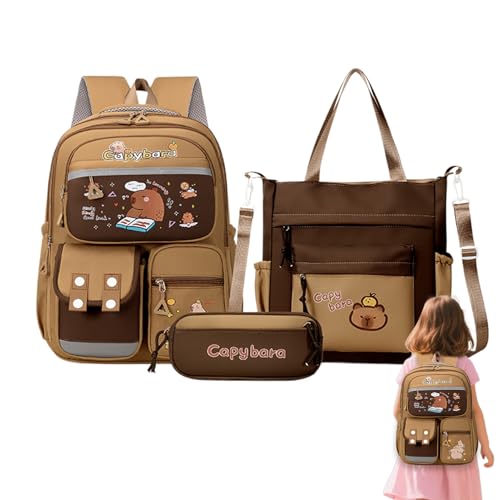 Xijobido Capybara Rucksack für Mädchen, Reflektierender Ästhetischer Schulrucksack, Große Kapazität Schultertasche Federmäppchen für Collage Student Liebhaber Picknick Geburtstag Weihnachten, a, Refer von Xijobido