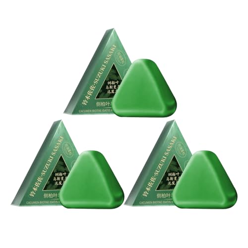 Xijobido Haarseife - 3 Stücke Klärende Haarseife Für Damen,Sanfte Grüne Seifenbar Für Salon Kopfhautpflege Tägliche Reinigung Reise Badezimmer von Xijobido