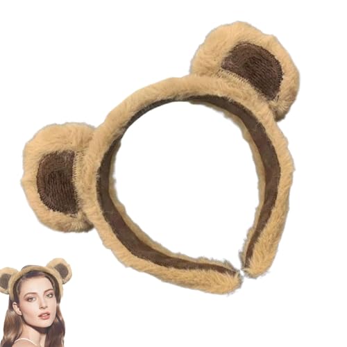 Xijobido Plüsch-Bärenohren-Stirnband, Gesichtswäsche-Stirnband Bärenohren,Fuzzy Makeup Stirnband | Süße weiche Kopfbedeckung, modischer Haarreifen für Make-up-Gesichtswäsche, Beauty-Accessoires von Xijobido