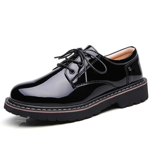 Damen Klassische Oxfords Schnürschuhe Business formelle Kleid Schuhe Plateau Oxford Schuhe rutschfeste Servicestiefel, glänzend schwarz, 39 EU von Xikete