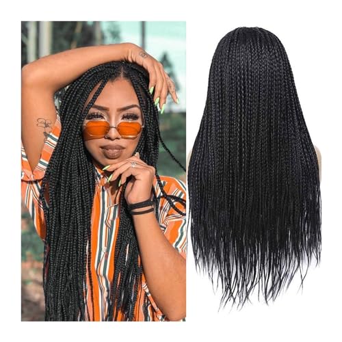 perücke Perücken for Afro-schwarze Frauen, lange gerade synthetische geflochtene Zöpfe, 66 cm, hochwertige synthetische Twist-Zöpfe Kunstfaserhaar(1B) von Xilin-872