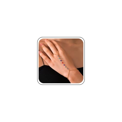 Ximdble Farbenfrohes Vintage-Kristall-Fingerring-Armband, Gold-Sklaven-Armband, Handkette, Boho-Strass, buntes Armband, mehrfarbige Kristall-Handketten, Armband für Damen, groß, Zink, Nr, Large, Zink Ximdble Farbenfrohes Vintage-Kristall-Fingerring-Armband, Gold-Sklaven-Armband, Handkette, Boho-Strass, buntes Armband, mehrfarbige Kristall-Handketten, Armband für Damen, groß, Zink, Nr, Large, Zink von Ximdble