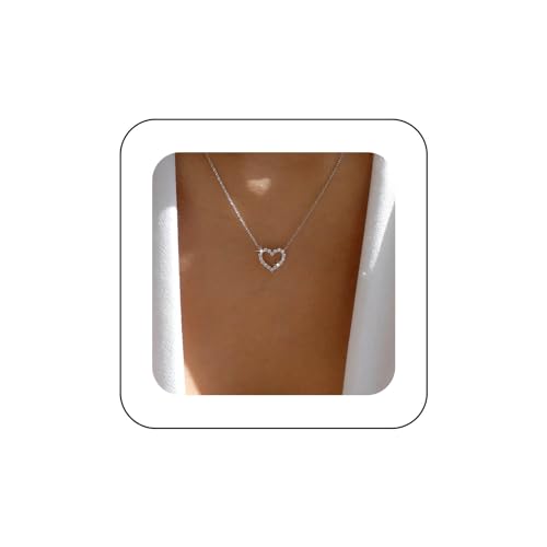 Ximdble Halskette mit Herz-Anhänger im Vintage-Stil, Strass-Herz-Halskette, hohles Herz, Liebes-Halskette, CZ, Liebesherz, Choker-Halskette, Schmuck für Frauen, Zink, Kein Edelstein Ximdble Halskette mit Herz-Anhänger im Vintage-Stil, Strass-Herz-Halskette, hohles Herz, Liebes-Halskette, CZ, Liebesherz, Choker-Halskette, Schmuck für Frauen, Zink, Kein Edelstein von Ximdble