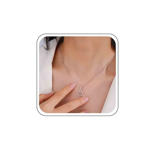 Ximdble Vintage Hollow Star Choker Halskette Offener Stern Anhänger Halskette Sternkette Halskette Silber Minimal Halskette Silber Doppelstern Halskette für Frauen von Ximdble
