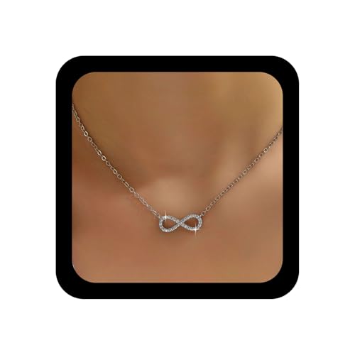 Ximdble Vintage Kristall Infinity Anhänger Halskette Strass Infinity Choker Halskette Kristall Cz 8 Halskette Gold Cz Strass Choker Halskette Sparkly Crystal Unendliche Halskette für Frauen, Large von Ximdble